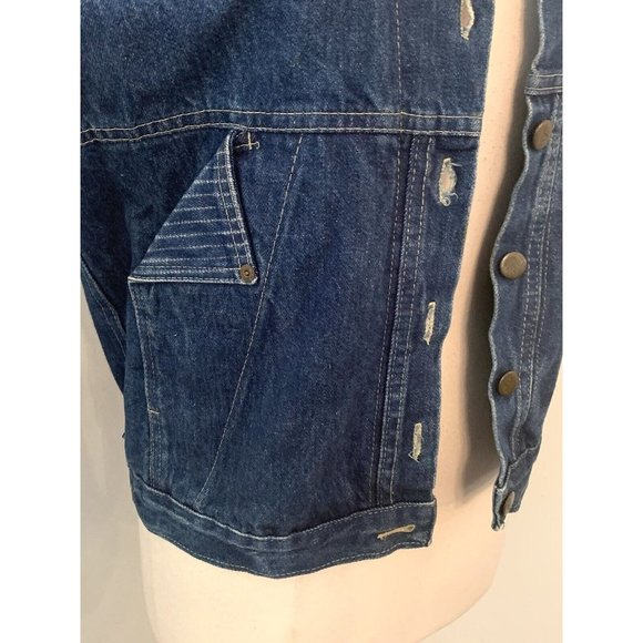Vintage CHIC Denim Vest Medium Women Blue Cotton Jean USA Hipster 90s Y2K M - Picture 8 of 9
